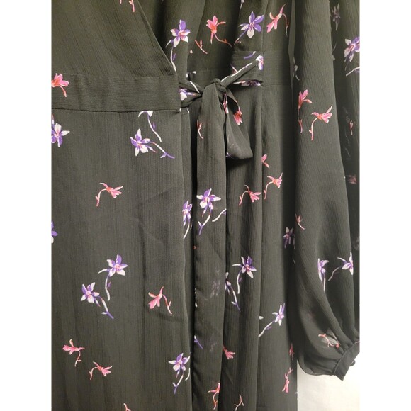 Banana Republic Size 8 Floral Maxi Wrap Dress Hi-low Long Sleeve Dark Fairy - Picture 6 of 16